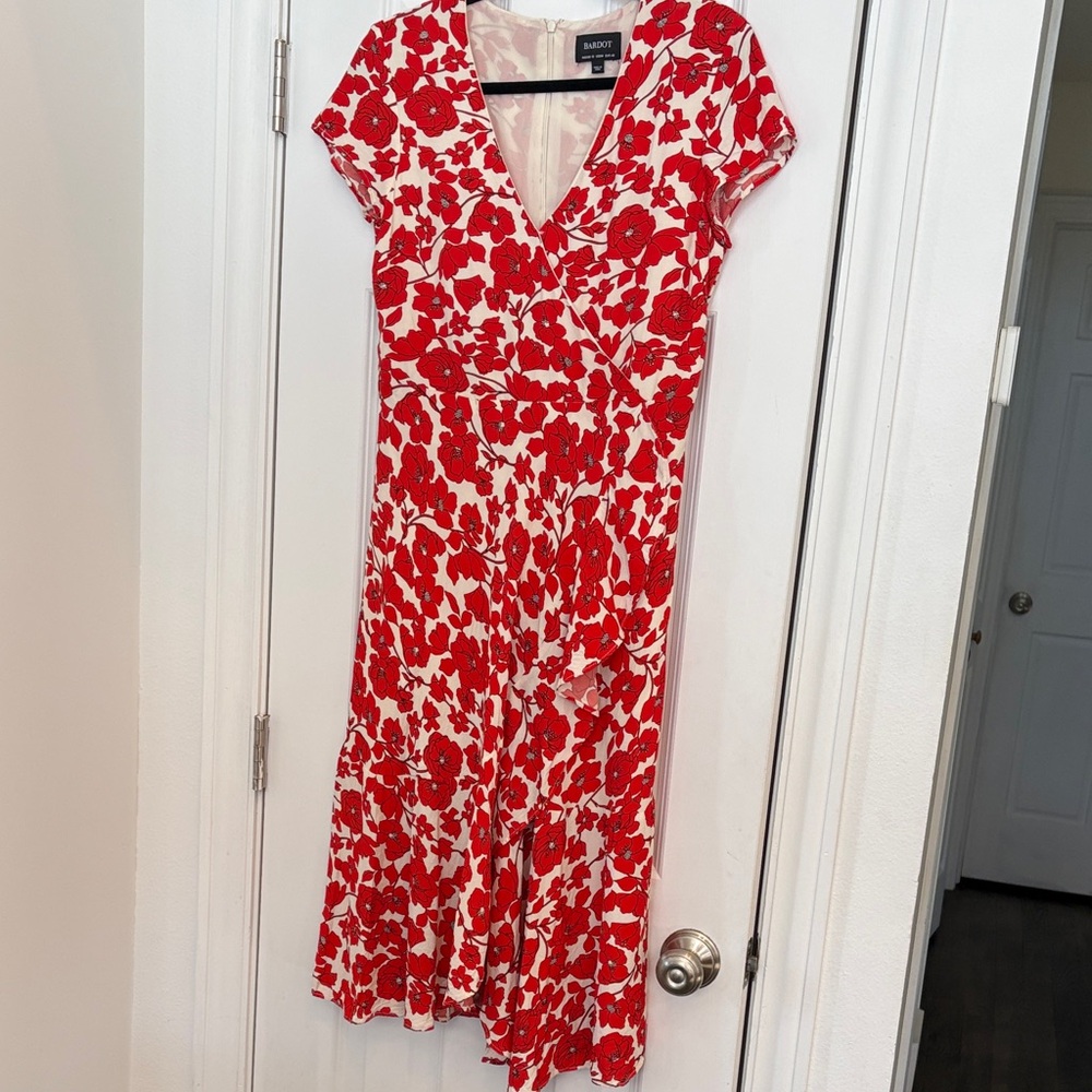 Bardot Red Floral Midi‎ Dress